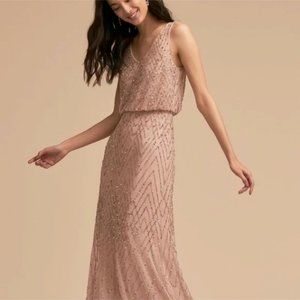 BHLDN Anthropologie Blaise embroidered bridesmaid dress, sandstone